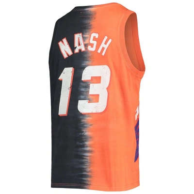 Mitchell & Ness Steve Nash Orange/black Phoenix Suns Hardwood Classics Tie-dye Name & Number Tank To In Orange