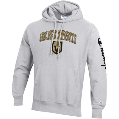 Shop Champion Heather Gray Vegas Golden Knights Reverse Weave Pullover Hoodie