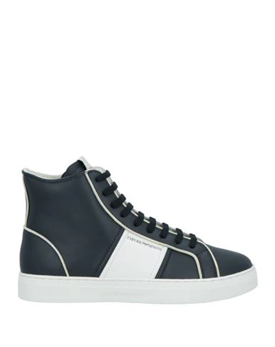 Shop Emporio Armani Man Sneakers Midnight Blue Size 7 Ovine Leather, Cow Leather