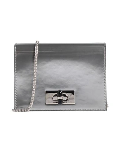 Shop Giorgio Armani Woman Cross-body Bag Silver Size - Cow Leather, Polyurethane