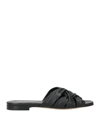 Emporio Armani Woman Sandals Black Size 9.5 Ovine Leather In Black