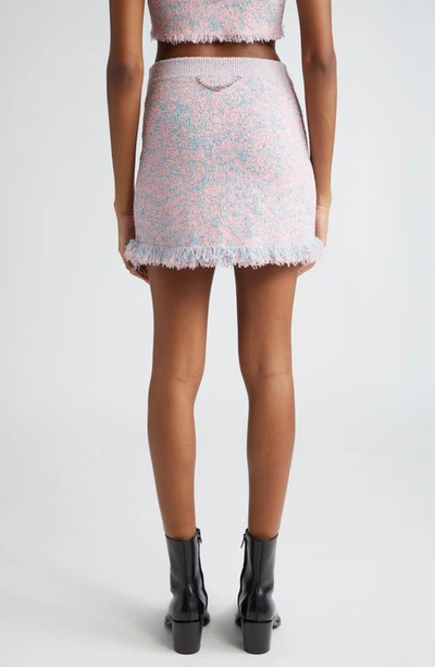 Shop Rabanne Fringe Textured Sweater Miniskirt In Tweed Lurex Rose