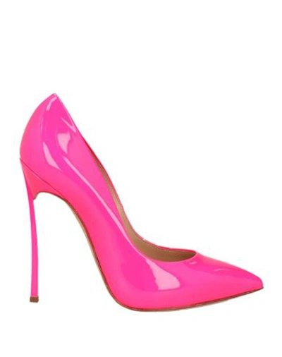 Shop Casadei Woman Pumps Fuchsia Size 5 Leather In Pink