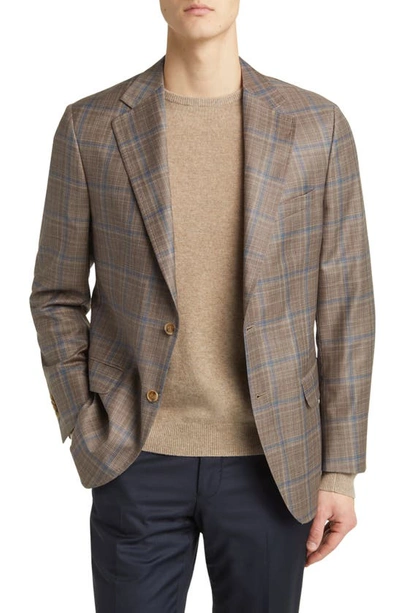 Shop Peter Millar Tailored Fit Plaid Wool Sport Coat In Tan