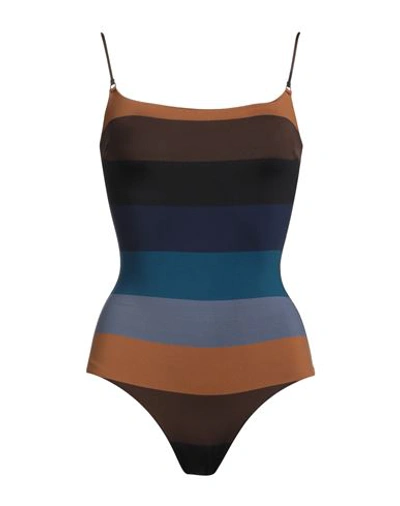 Shop Siyu Woman One-piece Swimsuit Brown Size 4 Polyamide, Elastane