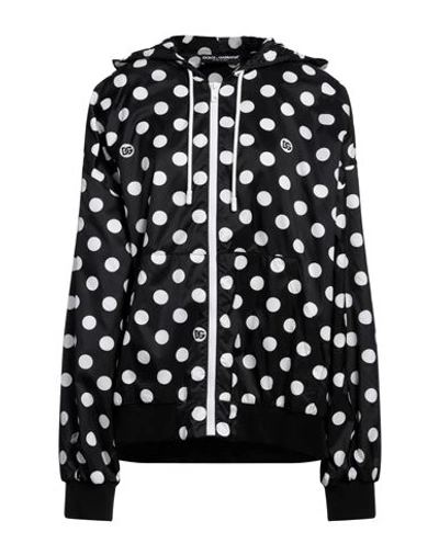 Dolce & Gabbana Polka Dot-print Oversized Track Jacket In Black