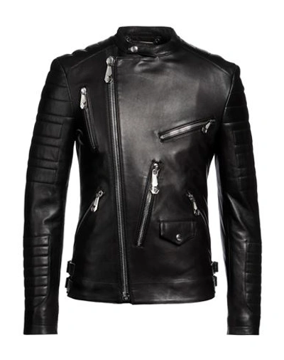 Shop Philipp Plein Man Jacket Black Size Xl Lambskin