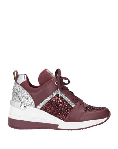 Shop Michael Michael Kors Woman Sneakers Burgundy Size 7 Soft Leather, Synthetic Fibers In Red
