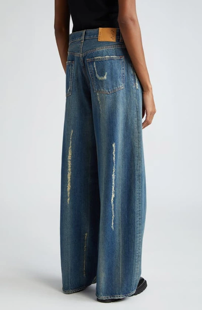 Shop Haikure Bethany Distressed Wide Leg Jeans In Wire Blue