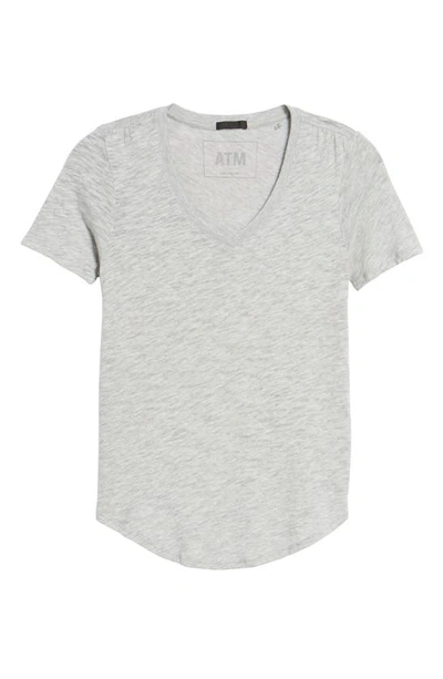 Shop Atm Anthony Thomas Melillo V-neck Slub Cotton T-shirt In Heather Grey