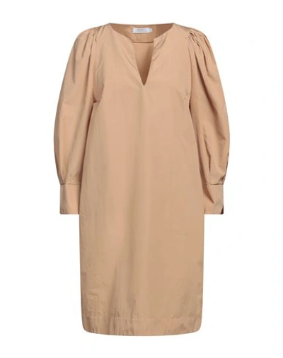 Shop Barba Napoli Woman Mini Dress Camel Size 6 Cotton In Beige
