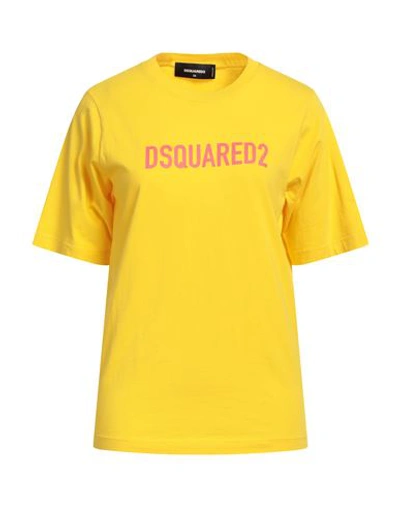 Shop Dsquared2 Woman T-shirt Yellow Size Xs Cotton