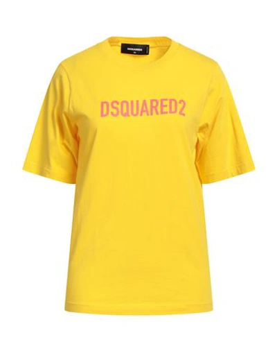 Dsquared2 Woman T-shirt Yellow Size Xs Cotton In Yellow