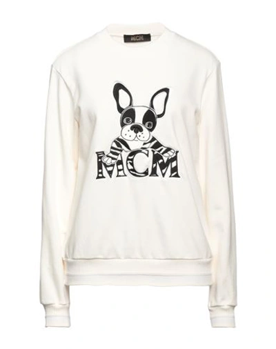 Shop Mcm Woman Sweatshirt White Size Xl Cotton, Polyester, Elastane