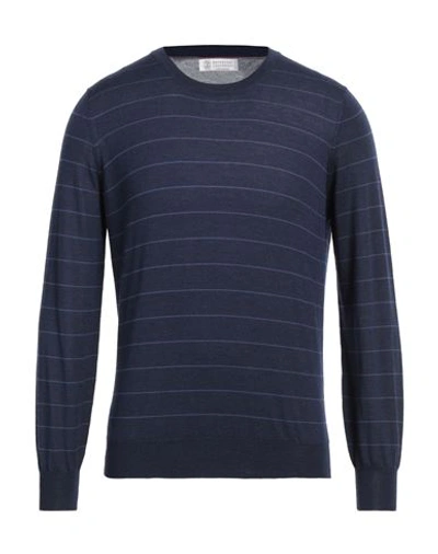 Shop Brunello Cucinelli Man Sweater Midnight Blue Size 44 Virgin Wool, Cashmere