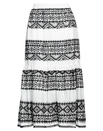 Shop Clips Woman Midi Skirt White Size 8 Cotton