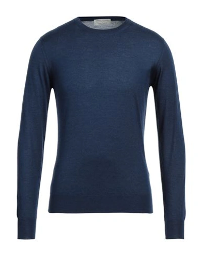 Shop Mauro Ottaviani Man Sweater Navy Blue Size 46 Cashmere, Silk
