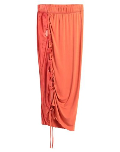 Shop Avavav Woman Midi Skirt Orange Size S Viscose, Elastane, Polyester