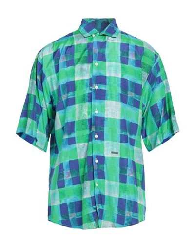 Shop Dsquared2 Man Shirt Green Size 42 Viscose, Silk