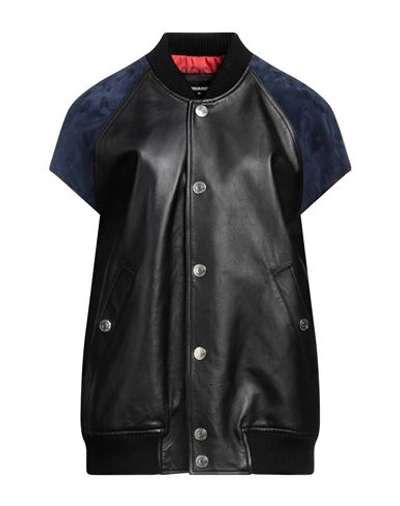 Shop Dsquared2 Woman Jacket Black Size 6 Ovine Leather, Goat Skin, Wool, Polyamide, Elastane