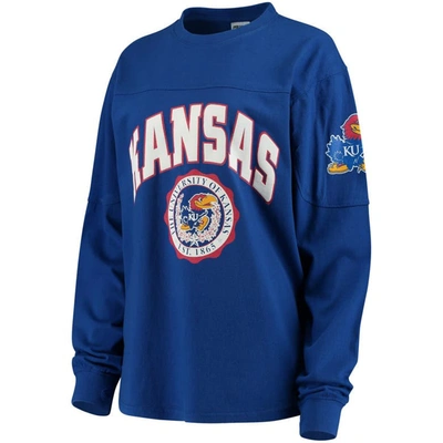 Shop Pressbox Royal Kansas Jayhawks Edith Long Sleeve T-shirt