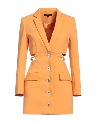Shop Maje Woman Mini Dress Orange Size 10 Cotton, Polyamide, Elastane