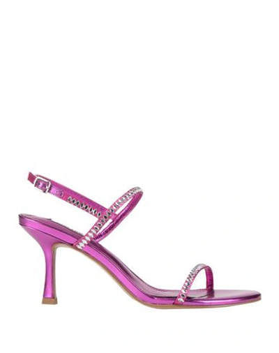 Shop Bibi Lou Woman Sandals Fuchsia Size 9 Textile Fibers In Pink