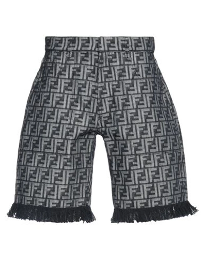 Shop Fendi Man Denim Shorts Blue Size 32 Cotton, Polyester