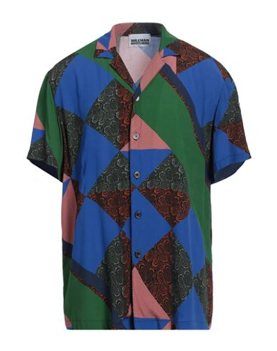 Waxman Brothers Man Shirt Blue Size L Viscose In Blue