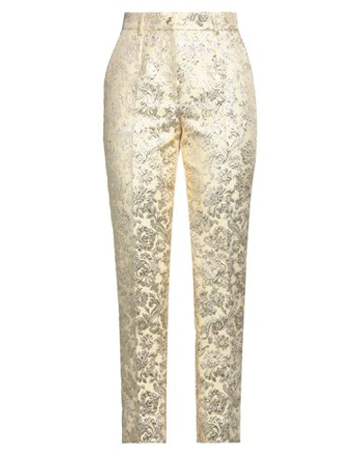 Shop Dolce & Gabbana Woman Pants Gold Size 10 Polyester, Polyamide, Metallic Polyester