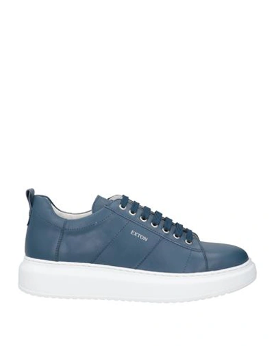 Shop Exton Man Sneakers Slate Blue Size 6 Leather