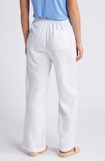 Shop Caslon Drawstring Straight Leg Linen Pants In White