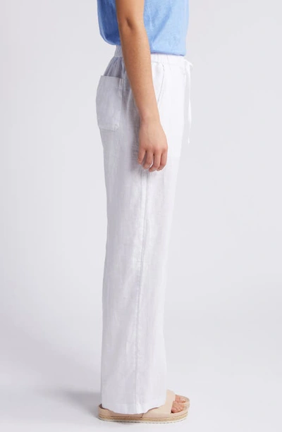 Shop Caslon Drawstring Straight Leg Linen Pants In White