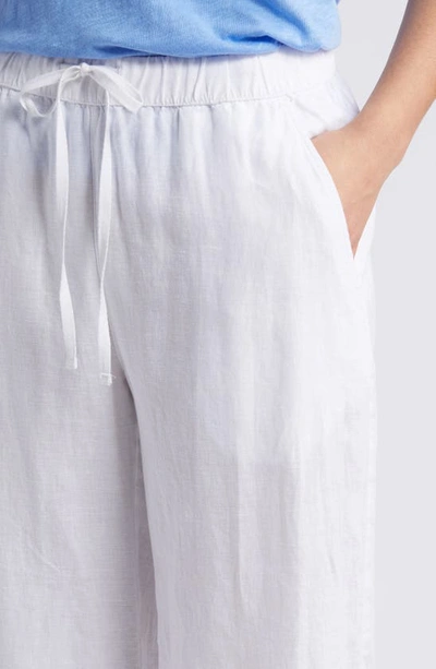 Shop Caslon (r) Drawstring Straight Leg Linen Pants In White