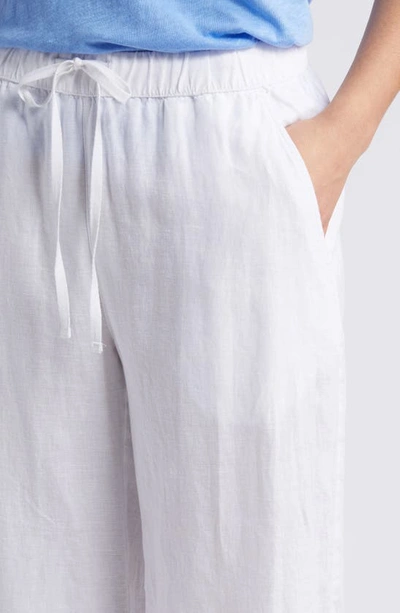 Shop Caslon Drawstring Straight Leg Linen Pants In White