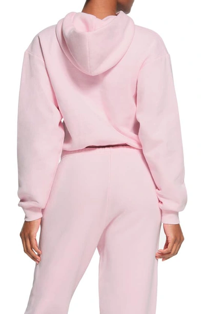 Shop Skims Cotton Blend Fleece Hoodie In Cherry Blossom