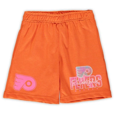 Shop Outerstuff Toddler White/orange Philadelphia Flyers Wave Breaker T-shirt & Shorts Set