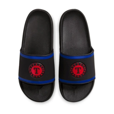 Shop Nike Texas Rangers Off-court Wordmark Slide Sandals In Black