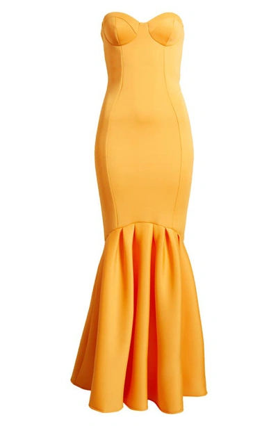 Shop Asos Design Strapless Bandeau Maxi Dress In Orange