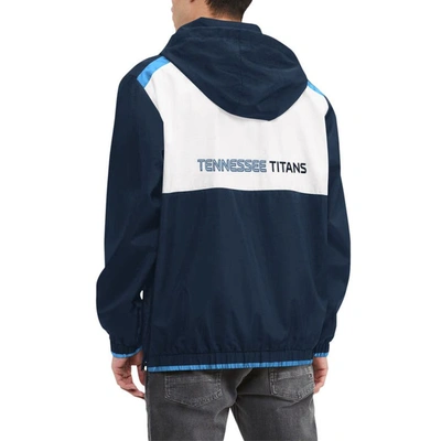 Shop Tommy Hilfiger Navy/white Tennessee Titans Carter Half-zip Hooded Top