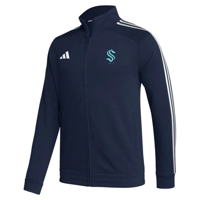 Shop Adidas Originals Adidas Deep Sea Blue Seattle Kraken Raglan Full-zip Track Jacket In Navy