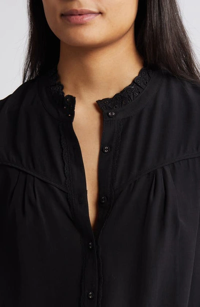 Shop Wit & Wisdom Eyelet Accent Top In Black