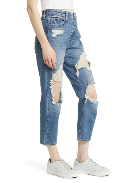 Hidden Jeans Destructed Ripped Boyfriend Jeans In Dark Wash