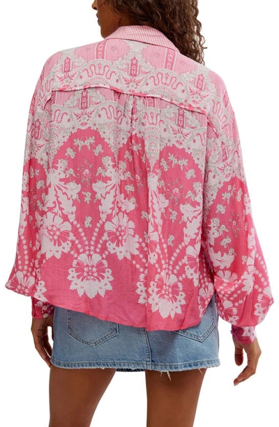 Shop Free People Virgo Bay Button Shirt In Coral Combo