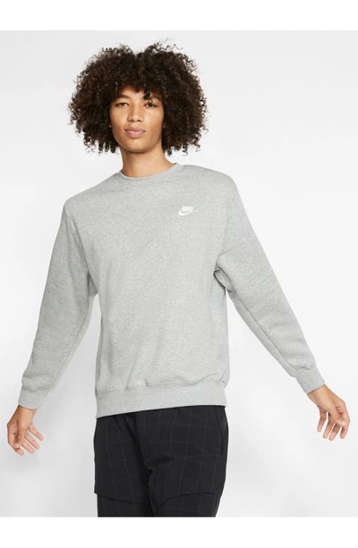 Shop Nike Club Crewneck Sweatshirt In D Gr H/white