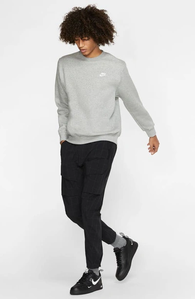Nike Grey Fleece Sportswear Club Crewneck Sweatshirt In D Gr H/white
