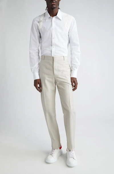 Shop Alexander Mcqueen Tonal Harness Cotton Poplin Button-up Shirt In Opticalwhite