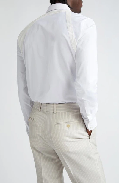 Shop Alexander Mcqueen Tonal Harness Cotton Poplin Button-up Shirt In Opticalwhite