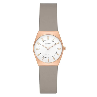 Shop Skagen Grenen Lille Solar Powered White Dial Ladies Watch Skw3079 In Gold Tone / Rose / Rose Gold Tone / White