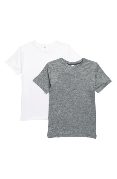 Shop 90 Degree By Reflex Kids' Assorted 2-pack Mesh Crewneck Shirts In White Heather Black